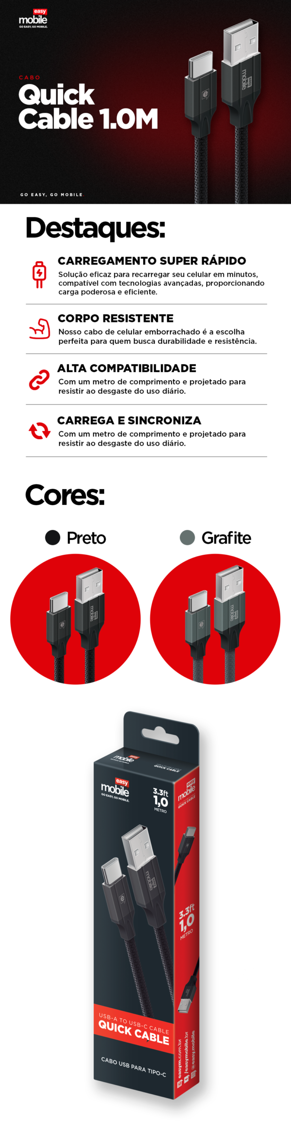 Quick Cable 1.0M - Easy Mobile